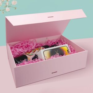 WARMGBOXCO 1 Pcs Pink Gift Box 13x9x4Inch,Gift Boxes with Lids for presents,Collapsible Boxes for Gifts,With Greeting Card,Suitable for Bridesmaid Proposal Box,Birthday Gift Box,Etc.