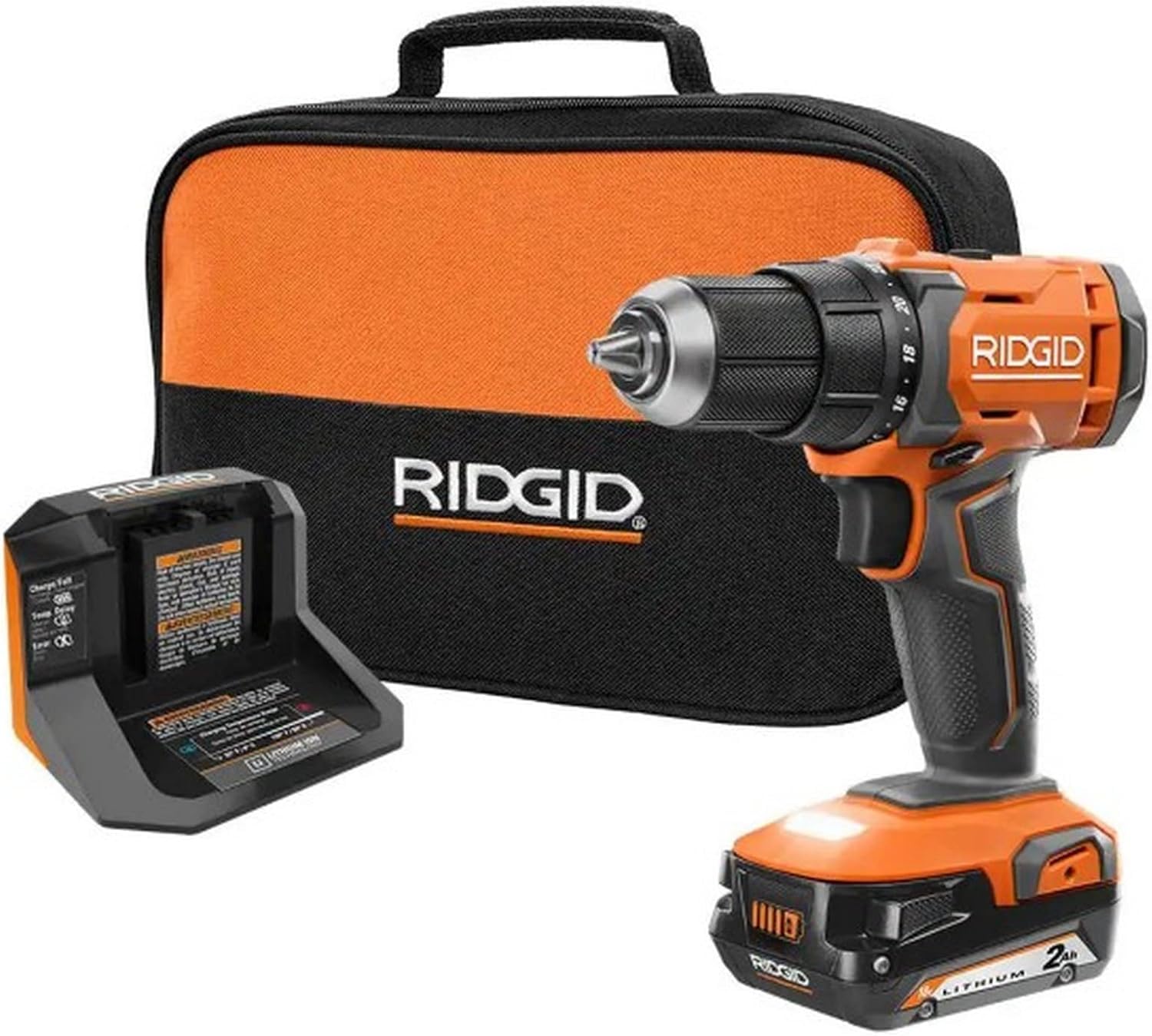 RIDGID 18V Cordless 1/2 in. Drill/Driver Kit with (1) 2.0 Ah Battery and Charger, R860012K