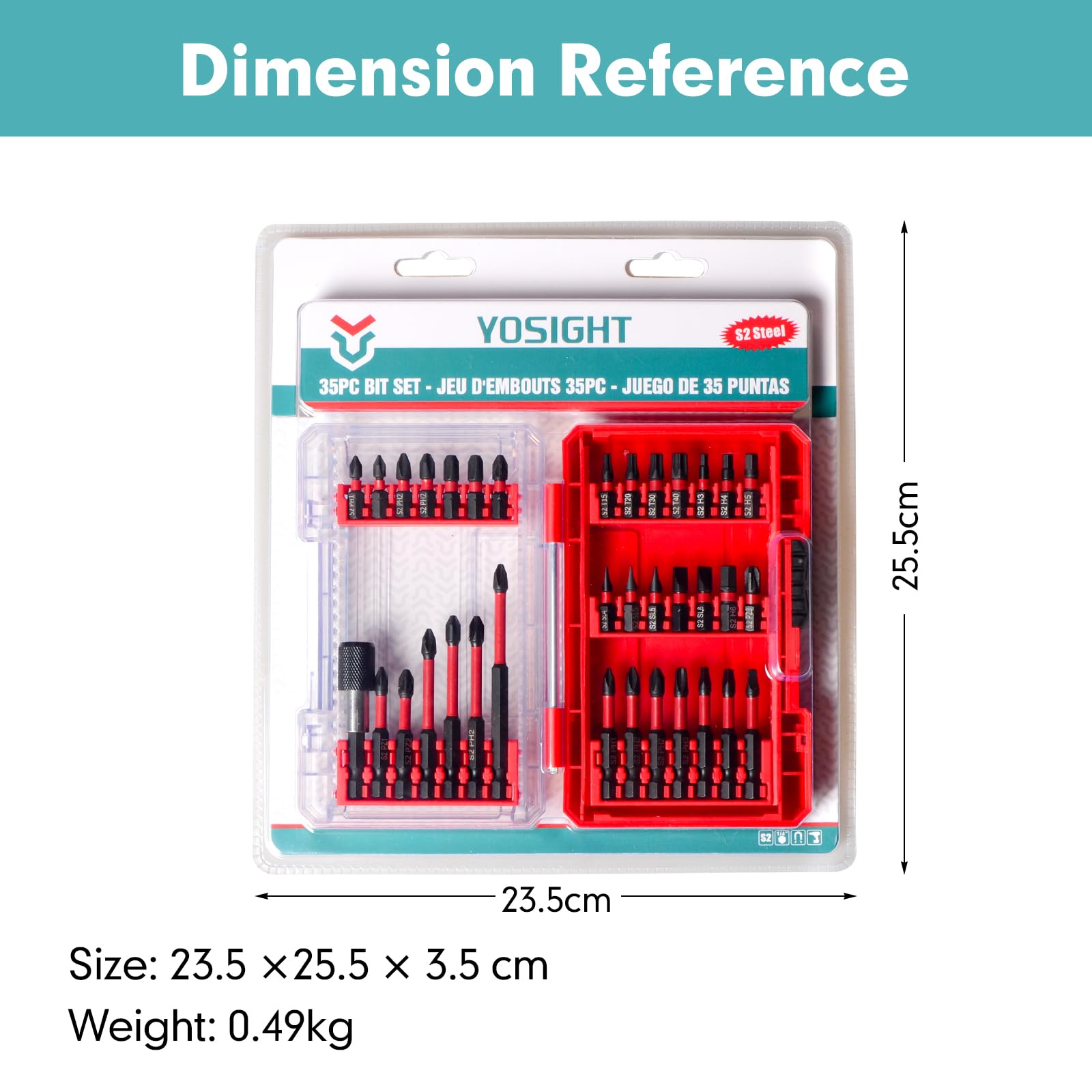 YOSIGHT 35Pcs Screwdriver Bits Set S2 Steel Screwdriver Impact Kit With a Storage Case, Used for Power Screwdrivers and Electric Drill Drivers