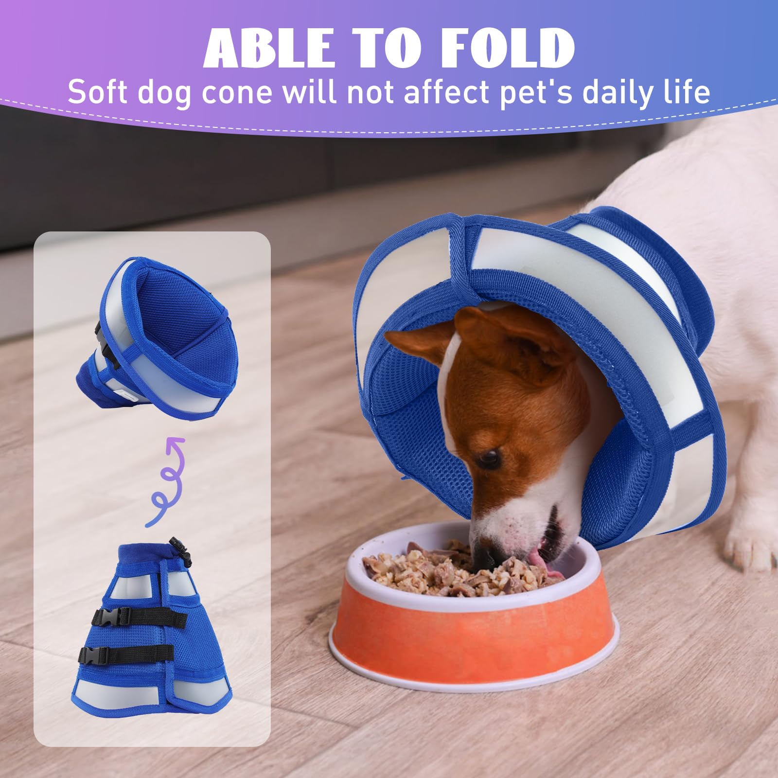 QBLEEV Soft Dog Cone Collar, Dog Cone Alternative Breathable Dog Cone for Dogs After Surgery Adjustable Pet Dog Cones for Meidum Dogs Lightweight Dog Recovery Collars Elizabethan Collar Neck Cone M