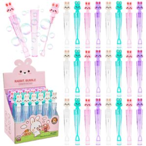 24 pack bunny bubble for kids - 4 colors mini rabbit bubble wands bulk with bubbles refill solution toys for spring easter basket goodie bag stuffers birthday gifts supplies and classroom prizes favor