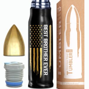 Gifts for Brother from Sister, Best Brother Ever - Bullet Tumbler 17Oz, Birthday Gifts for Brother, Older Adult Brother Present Idea for Wedding Graduation Christmas, Big Bro Coffee Cup Mug Thermos