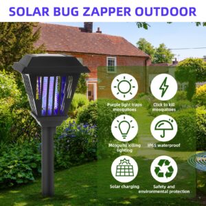 2024 New Solar Bug Zapper Outdoor,Mosquito Zapper Outdoor Mosquito Killer for Bug Gnat Fly Small Flying Insect Mosquito Repellent for Patio Yard Garden Farm,Waterproof Bug Lights for Outside,2 Pack