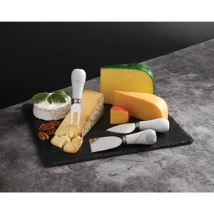 HIC Kitchen Cheese Tool Set, Stainless Steel and Marble