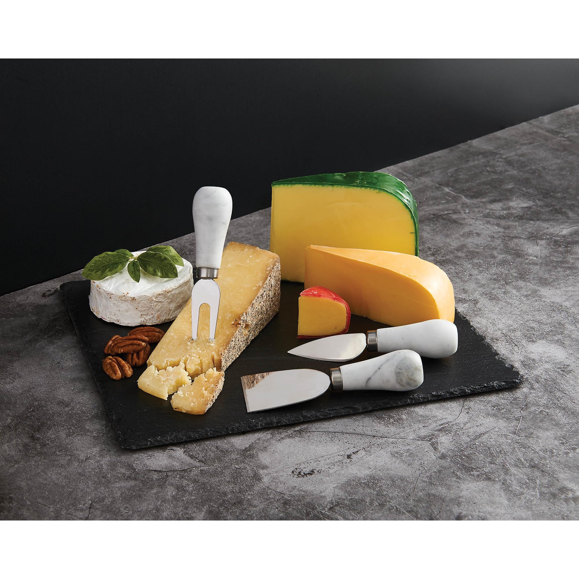 HIC Kitchen Cheese Tool Set, Stainless Steel and Marble