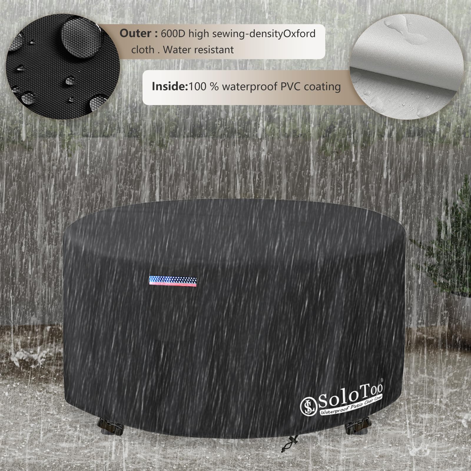 SoloToo Outdoor Round Table Cover Waterproof,36 Inch Round Patio Table Cover Used for Garden,Lawn and Backyard - 36 x 28 Inch (Black)