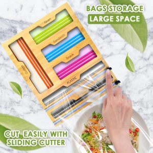 SERHINA Storage Bag Organizer for Kitchen Drawer - Foil and Plastic Wrap Organizer with Cutter - Plastic Bag Organizer - Food Baggie Storage for Sandwich Snack Gallon Quart