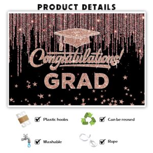 INNORU Congratulations Grad Graduation Backdrop Banner, Graduation Photography Backdrop Poster Durable Fabric Finally Done Banner Graduation Party Decorations Photo Booth Props 6x4ft Rose Gold