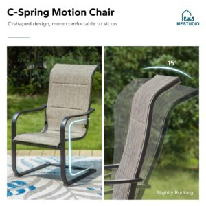 MFSTUDIO Patio Dining Chairs Set of 4, Padded Textilene Patio Chairs C Spring Outdoor Dining Chairs, High Back Sling Outdoor Chairs for Backyard Deck, 300LBS