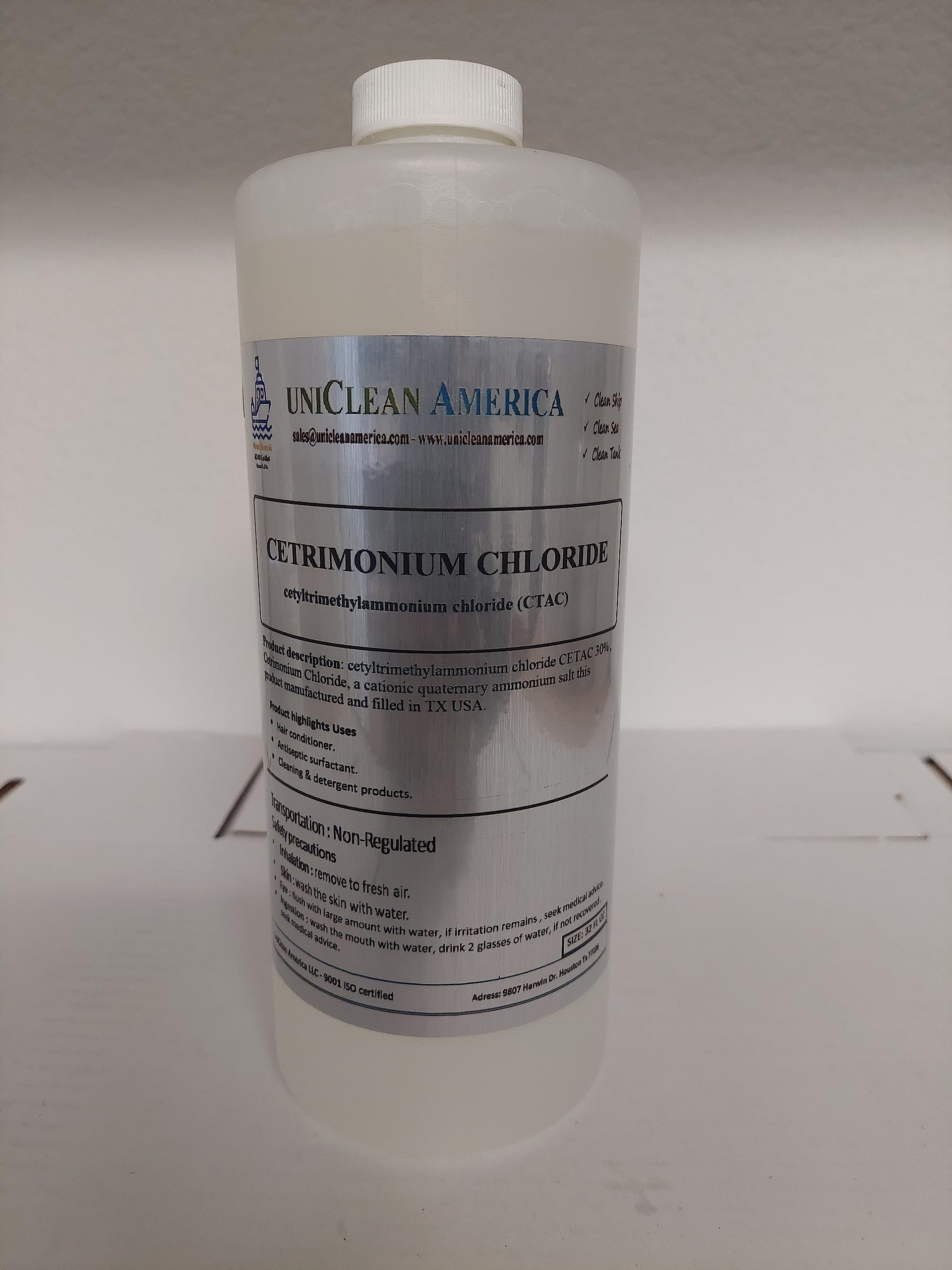 Cetrimonium Chloride (CETAC 30) for Industrial, Beauty & Cosmetic Using - Made in USA (Size: 64 fl oz)