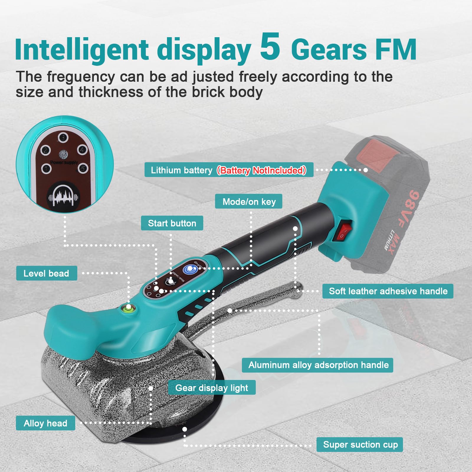 Tile Vibration Leveling Machine for Makita 18V Max Battery, Tile Vibration Tools 5 Gears Adjustable with Suction Cup Max 110lbs, Tile Tiling Machine 7500r/min (Battery Not Included)