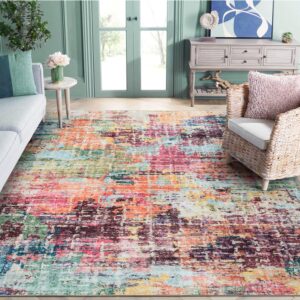 beeiva abstract machine washable area rug, modern washable 8 x 10 area rugs for living room non slip, multicolor rug foldable large rugs for living room bedroom dining room office