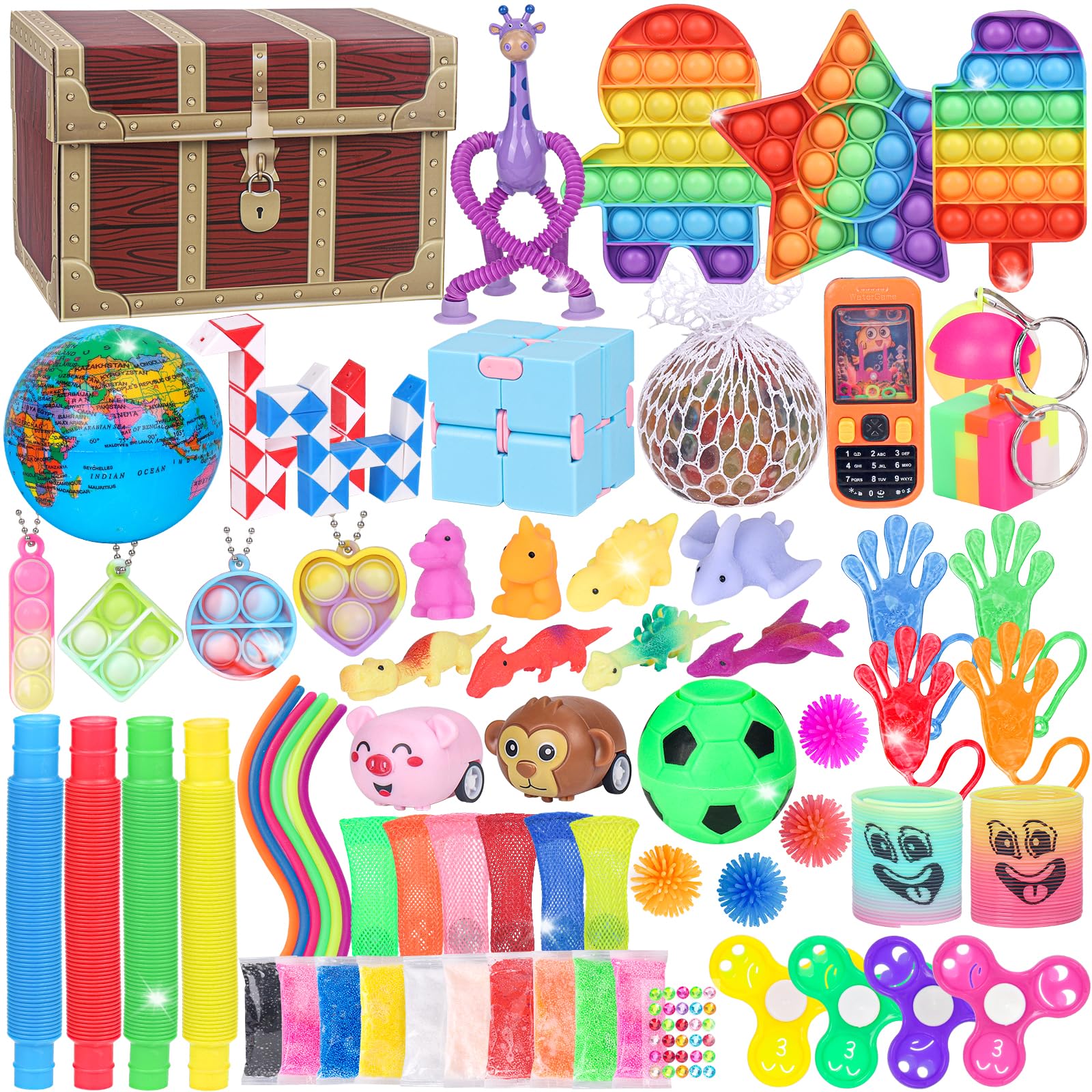 KUBUSFLY Fidget Toys, 68 Pack Party Favors for Kids, Treasure Box Toys for Classroom Prizes, Sensory Fidget Toys Carnival Prizes, Pinata Filler, Goodie Bag Stuffers Gifts for Kids Age 3 4 5 6 7 8+