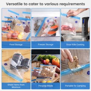 BLITZHOME Vacuum Sealer Bags for Food 3 Sizes, 30 Pack Kit with Vacuum Pump, 15Pcs Reusable Sous Vide Bags, 5 Air Valves, 5 Sealing Clips, 4 Clips for Sous Vide Cooking/Food Storage, BPA Free…