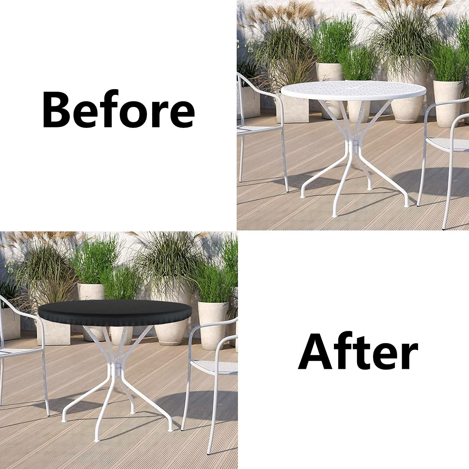 Ziewee Round Outdoor Table Cover Waterproof 60" Dia x 6" H Round Patio Furniture Covers 600D Patio Table Top Cover for Table and Chair Sets Rainproof & Windproof Anti-UV Patio Table Cover 150x15cm