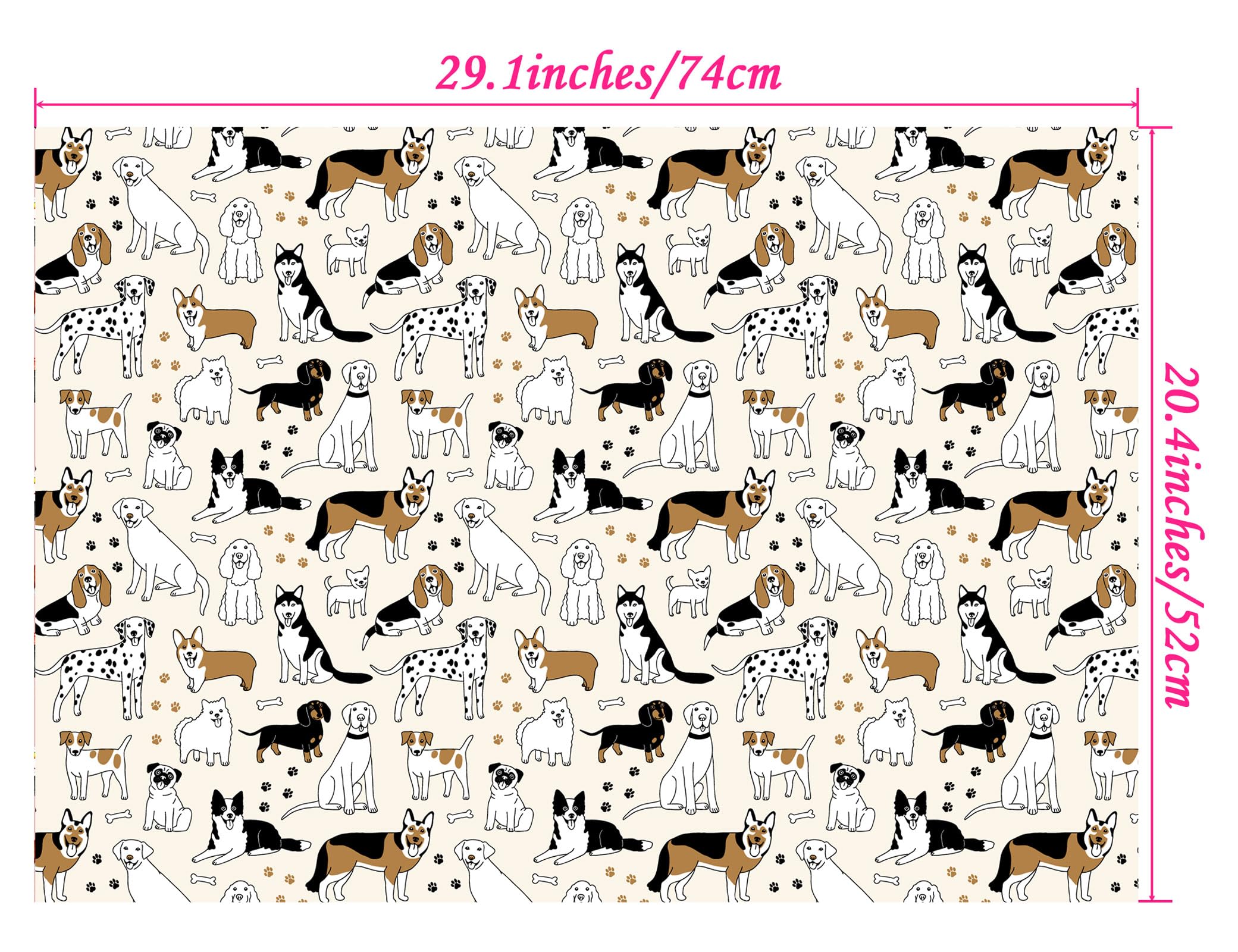 ZINTBIAL Dog Wrapping Paper for Birthday Baby Shower - Paw Print White & Black Puppys Gift Paper for Men Women Kids - 20 x 29 Inches, 6 Folded Sheets, Easy to Store…