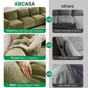 ABCASA 118" Modular Sectional Couches for Living Room, No Compressed No Sagging, 6 Seat Sofa Couch with Storage, Easy to Install - Corduroy Green