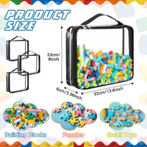 Sanwuta 12 pcs Clear PVC Toy Storage Bags with Zipper Waterproof Toy Bags Puzzles Organizing Bags for Books Board Games Building Blocks Toiletry