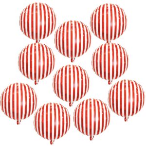 KatchOn, Red and White Striped Balloons - 18 Inch, Pack of 10 | Carnival Balloons for Carnival Decorations | 4D Striped Circus Balloons | Carnival Theme Party Decorations, Red and White Balloons Decor