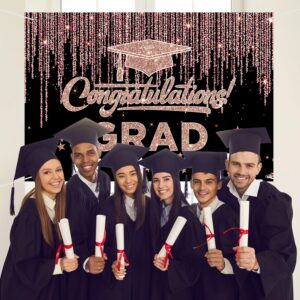 INNORU Congratulations Grad Graduation Backdrop Banner, Graduation Photography Backdrop Poster Durable Fabric Finally Done Banner Graduation Party Decorations Photo Booth Props 6x4ft Rose Gold