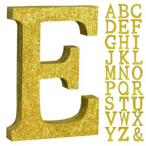 toniful 8 inch gold glitter letter e table centerpiece a-z gold birthday party decorations,gold alphabet e for birthday,chrismas,graduation,bridal shower,wedding,anniversary party supplies