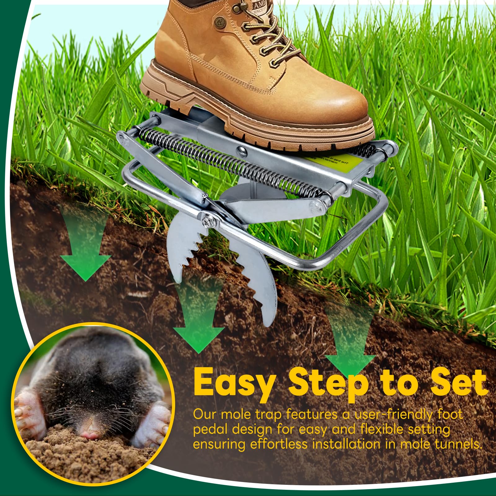 Upgraded Mole Trap Scissor, Mole Traps for Lawns That Kill Best, Easy Step Setup