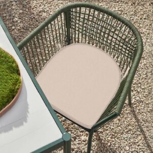 DYTXIII Set of 2 Outdoor Chair Cushions 19"x19"x2",Water Repellent Patio Seat Cushion with Ties and Removable Covers,Dining Chair Cushions for Indoor Kitchen Yard and Patio Furniture,Beige