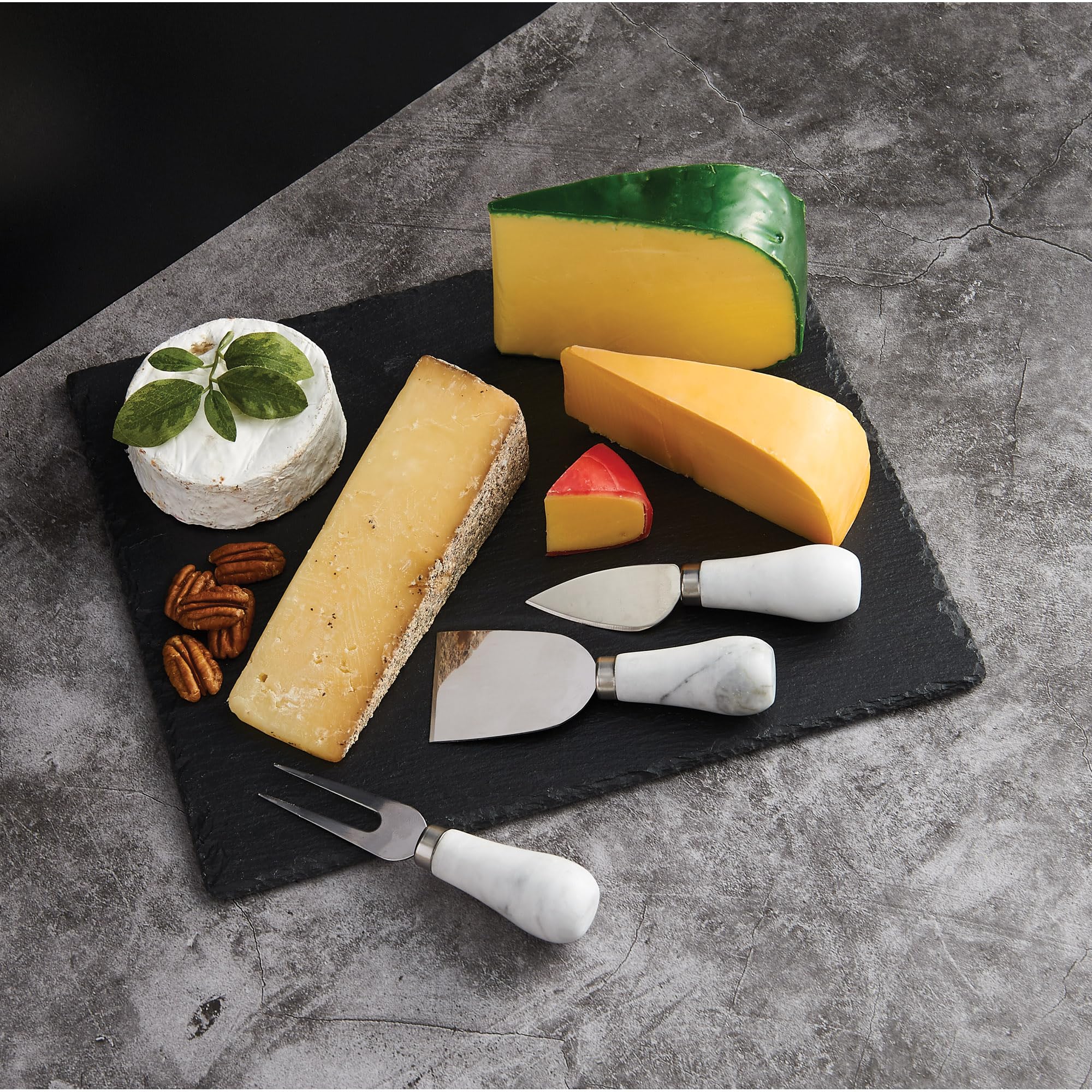 HIC Kitchen Cheese Tool Set, Stainless Steel and Marble