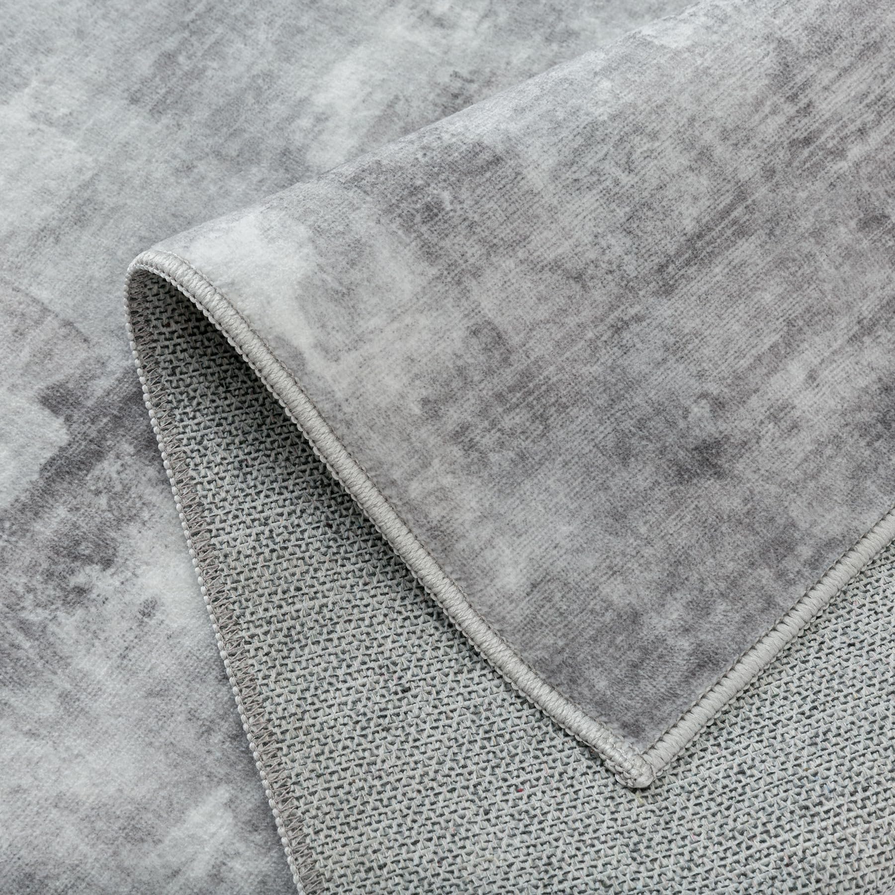 WondRg 5x7 Washable Area Rug Grey Abstract Modern Living Room Bedroom Throw Rug Non Slip Soft Thin Simple Indoor Floor Carpet for Dining Room Office Entryway Kitchen Nursery Home Decor