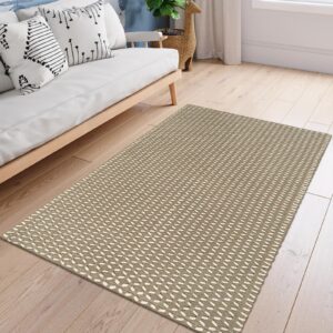 OJIA Washable Rugs 3x5 ft Front Door Rugs Entryway Rugs Indoor Outdoor Rug Cotton Hand-Woven Tan Kitchen Rug Farmhouse Throw Rugs Door Mats Entrance Rugs for Bedroom Bathroom Porch