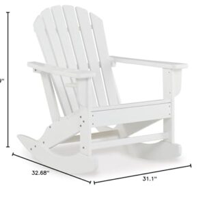 Signature Design by Ashley Sundown Treasure Cottage Weather Resistant Outdoor Rocking Chair with 1 Cup Holder, White