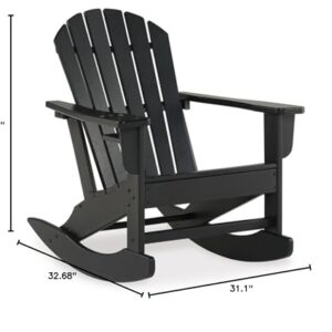 Signature Design by Ashley Sundown Treasure Cottage Weather Resistant Indoor/Outdoor Rocking Chair with 1 Cup Holder, Black