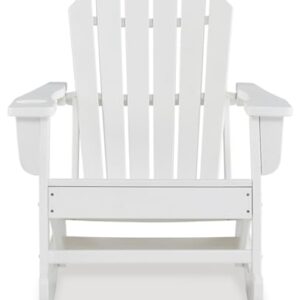 Signature Design by Ashley Sundown Treasure Cottage Weather Resistant Outdoor Rocking Chair with 1 Cup Holder, White