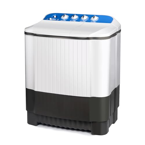 JANREAY Portable Washing Machine 32lbs Portable Washer and Dryer, Washer(22Lbs) and Spinner(10Lbs) Cycle Combo 2 In 1 Mini Twin Tub Washing Machine for Apartments, Dorms, Camping and More Grey