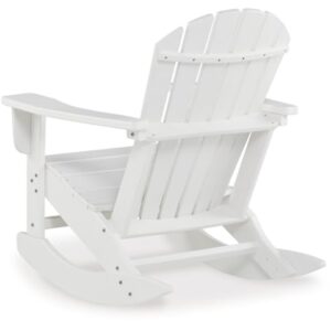 Signature Design by Ashley Sundown Treasure Cottage Weather Resistant Outdoor Rocking Chair with 1 Cup Holder, White