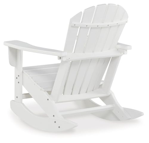 Signature Design by Ashley Sundown Treasure Cottage Weather Resistant Outdoor Rocking Chair with 1 Cup Holder, White