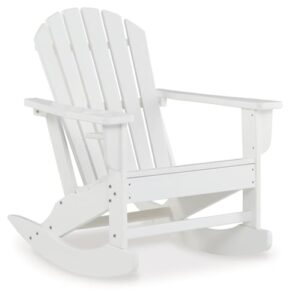 signature design by ashley sundown treasure cottage weather resistant outdoor rocking chair with 1 cup holder, white