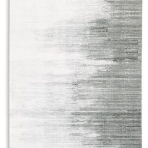 Signature Design by Ashley Milset Contemporary Indoor Washable Ombre Pattern 8 x 10 Rug with Non Slip Backing, White & Black