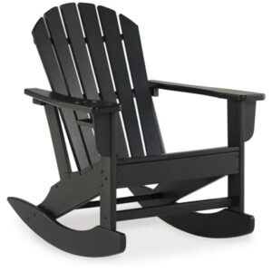 Signature Design by Ashley Sundown Treasure Cottage Weather Resistant Indoor/Outdoor Rocking Chair with 1 Cup Holder, Black