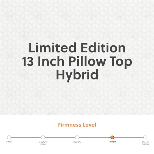 Signature Design by Ashley Limited Edition Pillow Top 13 Inch Pillow Top Hybrid Mattress with Gel Memory Foam and Edge Support for Cool Sleep and Pressure Relief, Queen