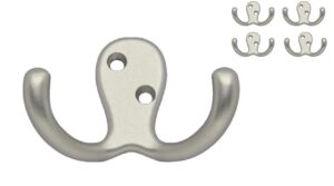 qcaa double robe hook, 2-3/4", zinc die cast, satin matte nickel, made in taiwan, 5 pack