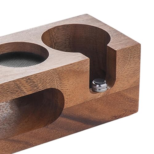 MagiDeal Non Slip Coffee Tamping Espresso Station, Espresso Tamper Mat, Wooden Coffee Tamper Holder for Counters, Shop, Barista Tool, 58mm Walnut