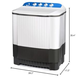 JANREAY Portable Washing Machine 32lbs Portable Washer and Dryer, Washer(22Lbs) and Spinner(10Lbs) Cycle Combo 2 In 1 Mini Twin Tub Washing Machine for Apartments, Dorms, Camping and More Grey