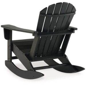 Signature Design by Ashley Sundown Treasure Cottage Weather Resistant Indoor/Outdoor Rocking Chair with 1 Cup Holder, Black