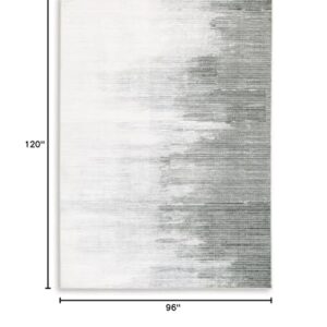 Signature Design by Ashley Milset Contemporary Indoor Washable Ombre Pattern 8 x 10 Rug with Non Slip Backing, White & Black