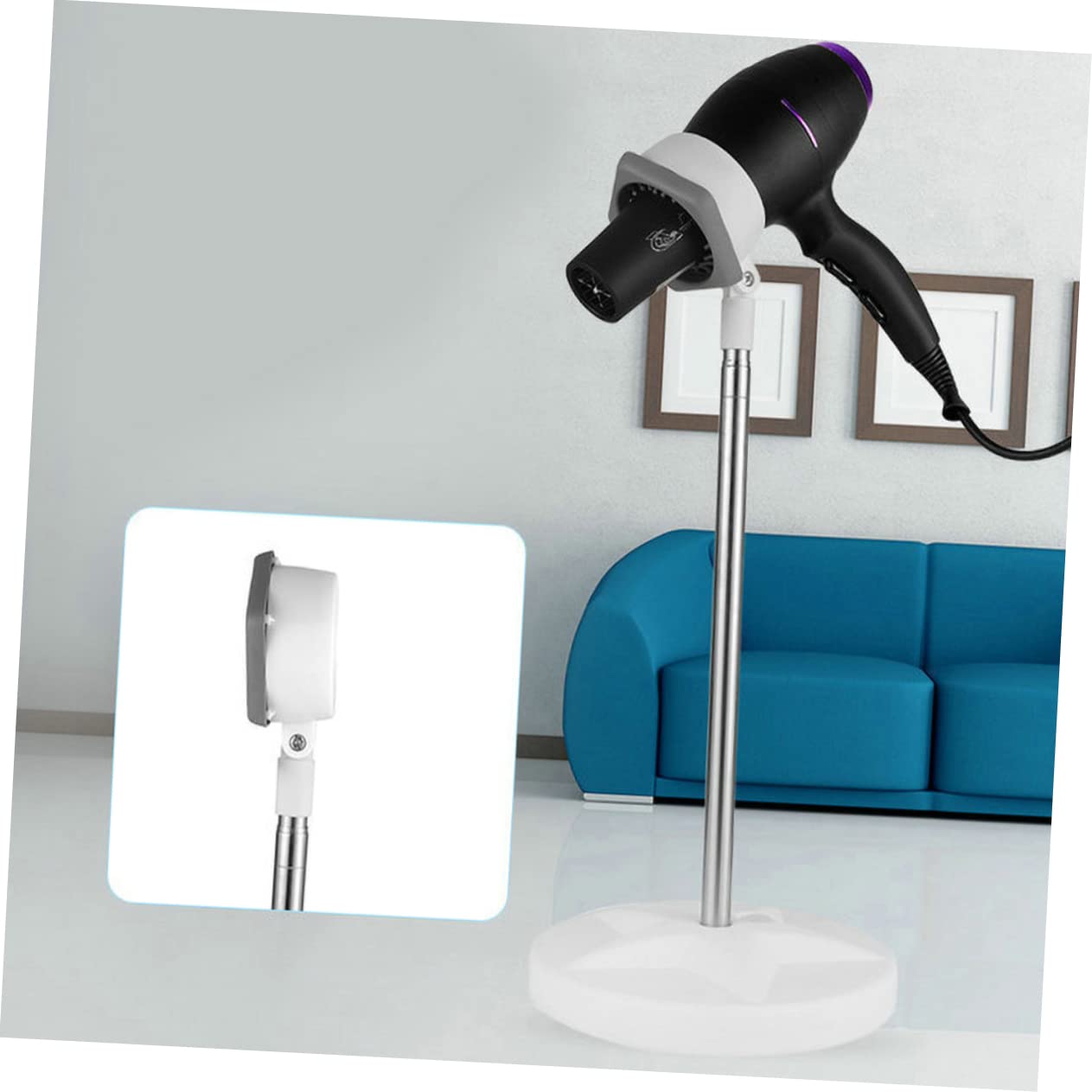 Beatifufu Hair Dryer Blower Floor Stand Hairdryer Holders Phone Holders Mobile Phone Stand Cellphone Stand Hands Free Dryer Holder Floor Dryer To Rotate Liberation Stainless Steel Cell Phone