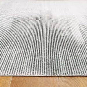 Signature Design by Ashley Milset Contemporary Indoor Washable Ombre Pattern 8 x 10 Rug with Non Slip Backing, White & Black