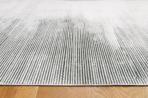 Signature Design by Ashley Milset Contemporary Indoor Washable Ombre Pattern 8 x 10 Rug with Non Slip Backing, White & Black