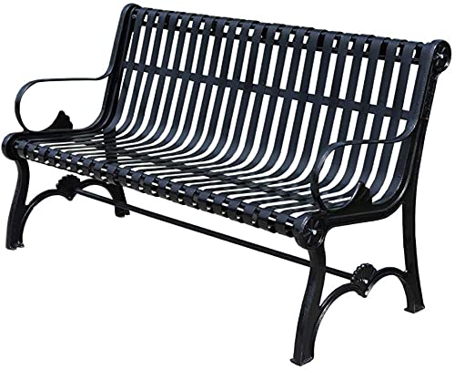 ANSNAM Outdoor Bench Garden Patio Seating Furniture, Outdoor Park Bench Garden Bench, Metal Leisure Cast Iron Bench, Courtyard Terrace Seat Bench with Backrest and Armrest (Size : 150cm)