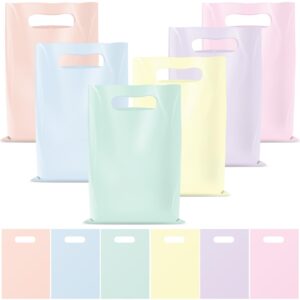 60 pcs plastic pastel gift bags bulk pastel treat bags with handles pastel rainbow goodie bags multi-color party favor bags for birthday baby shower wedding easter mothers day party decorations